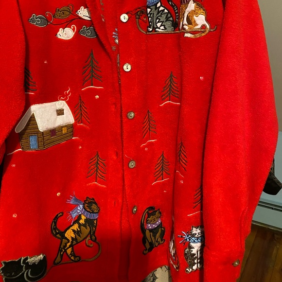 QUACKER FACTORY JACKET RED FLEECE WINTER Cats, Mice and Dogs - Picture 4 of 11